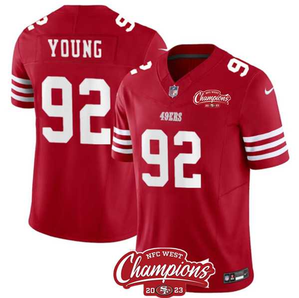 Men & Women & Youth San Francisco 49ers #92 Chase Young Red 2023 F.U.S.E. NFC West Champions Patch Stitched Jersey